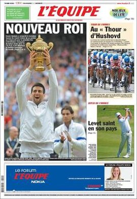 The front page of L'Équipe on 4 July 2011