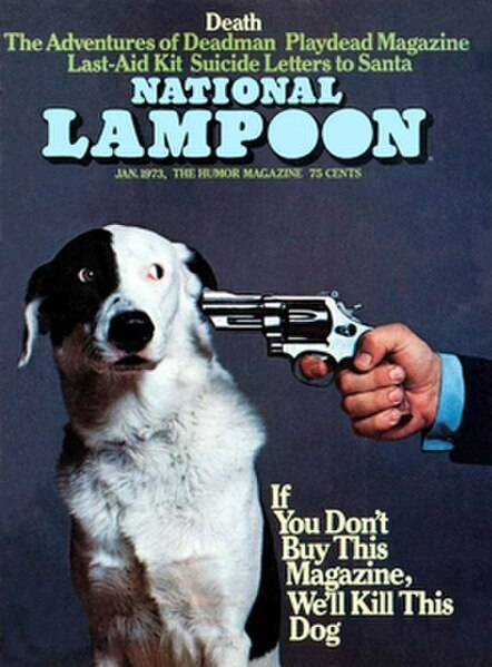Cover of the January 1973 "Death" issue, featuring the dog Cheeseface