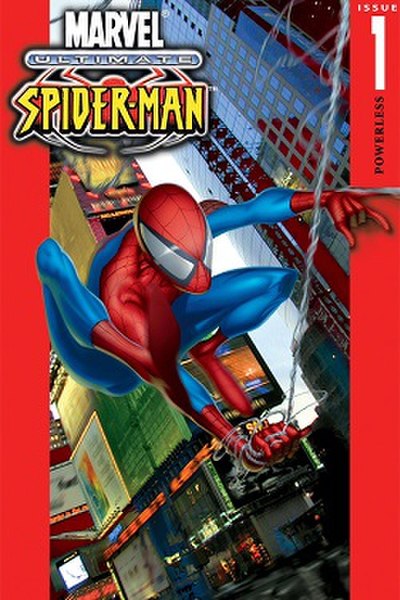 First issue of Ultimate Spider-Man, with the original cover by Joe Quesada.