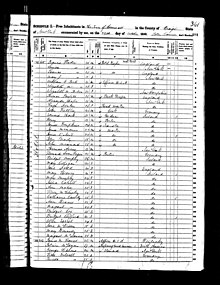 Nüfus sayımı verileri olan siyah beyaz bir belge