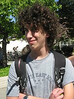 A young man sporting a "Jewfro"