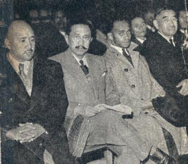 Trial of former deputies Ravoahangy [mg; ru], Raseta and Rabemananjara (far left to right)