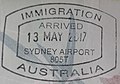 Entry stamp at Sydney Airport