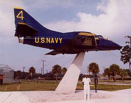 CDR Donnie Cochran at the dedication ceremony for the A4 Memorial on the campus of Savannah State University on May 10, 1991.Photo courtesy of Savannah State University, NROTC.