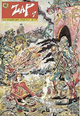 Cover of Zap Comix #9. Only the covers of Zap were in color.