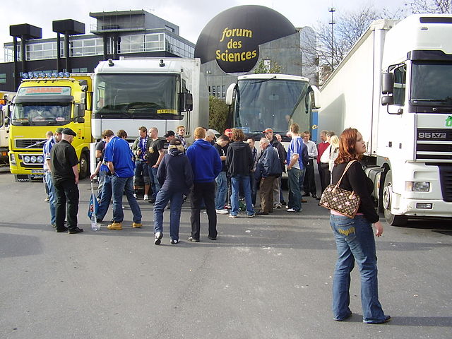 Halmstads BK supporters (Kvastarna) in Lens, France, prior to a game against RC Lens in UEFA Cup 2005-06.