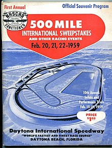 Program promoting the 1959 Daytona 500. 1959 Daytona 500 program and logo.jpeg