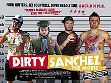 Anggota Dirty Sanchez disajikan seolah-olah di police line up.