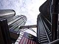 Looking up from the base of one of the Towers