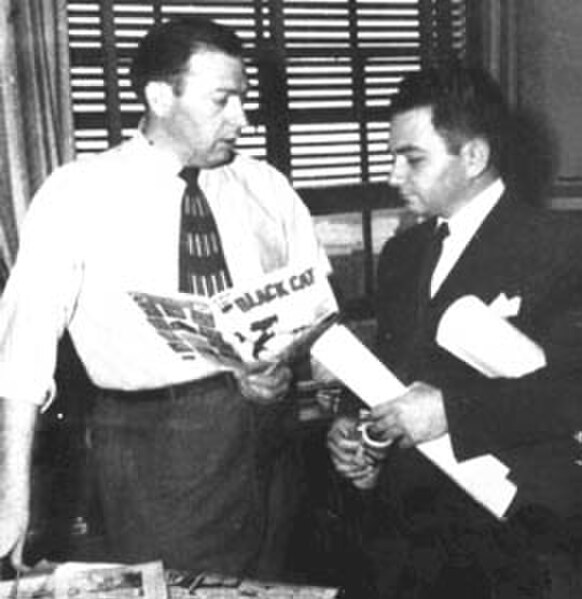 Lee Elias (r.) with Harvey Comics publisher Alfred Harvey in 1947