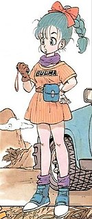 Bulma  is a character featured in the Dragon Ball franchise, first appearing in the manga series created by Akira Toriyama. She debuted in the first chapter Bulma and Son Goku , published in Weekly Shōnen Jump magazine on June 19, 1984 issue 51, meeting Goku and recruiting him as her bodyguard to travel and find the wish-granting Dragon Balls. Bulma is the daughter of Dr. Brief, the founder of the Capsule Corporation, a company that creates special small capsules that shrink and hold objects of various sizes for easy storage. Being the daughter of a brilliant scientist, Bulma is also a scientific genius, as well as an inventor and engineer. Along with creating the Dragon Radar, a device that detects the energy signal emitted by a Dragon Ball, Bulma's role as an inventor becomes important at several points in the series; including the time machine that brings her future son Trunks to the past.