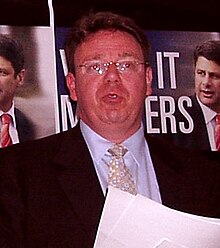 Evan Thornley speaking at an Australian Labor Party gathering on the night of the 2006 state election, at which he was a candidate. Evancropped.jpg