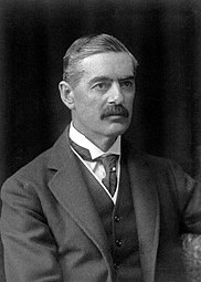 Neville Chamberlain was prime minister during the Windsors' German tour. Neville Chamberlain by Walter Stoneman.jpg