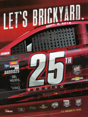 The 2018 Brickyard 400 program cover, celebrating the 25th anniversary of the race.