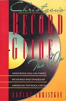 The cover of the book, showing half of a gramophone record in front of a yellow background; a red stripe is placed on its left. Information and details on the book are superimposed on the picture in different writing styles.
