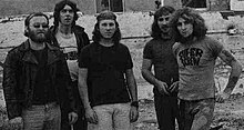 Fraternity: (L–R) Bruce Howe, Mick Jurd, John Freeman, John Bisset, Bon Scott