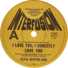 I Love You, I Honestly Love You by Olivia Newton-John Australian single.png