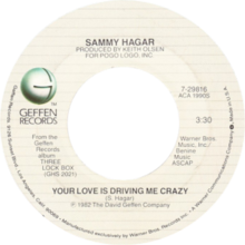 Your Love Is Driving Me Crazy by Sammy Hagar US single side-A.png