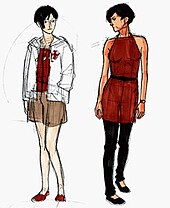 Initial concept designs for Ada from an early prototype of Resident Evil 2, which depicted her as an Umbrella researcher (left) before she was reinterpreted as a spy (right) Early concept art of Ada.jpg