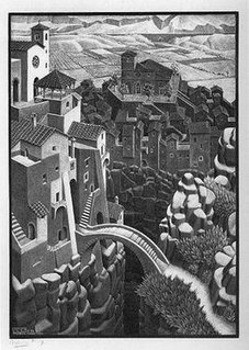 <i>The Bridge</i> (M. C. Escher) lithograph print by M. C. Escher