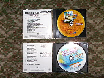 Video compact discs of some popular Ilocano folk songs. After, the Tagalogs, the Ilocanos has the best preserved repertoire of folk songs in the Philippines. Recording of Ilocano Music.jpg