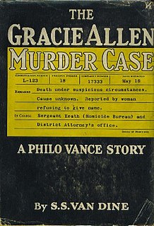 <i>The Gracie Allen Murder Case</i> 1938 novel by S.S. Van Dine