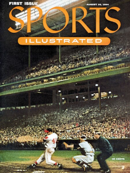 The first issue of Sports Illustrated, showing Milwaukee Braves star Eddie Mathews at bat and New York Giants catcher Wes Westrum in Milwaukee County 