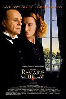 <i>The Remains of the Day</i> (film) 1993 romantic drama movie. directed by James Ivory