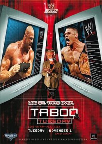 Promotional poster featuring Kurt Angle, Eric Bischoff, and John Cena