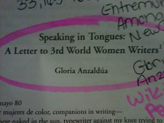 <span class="mw-page-title-main">Speaking in Tongues (speech)</span> Essay by Gloria E. Anzaldúa