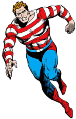 Pat Dugan as Stripesy, as depicted in ''Who's Who: The Definitive Directory of the DC Universe'' #22 (December 1986). Art by [[George Tuska]] (pencils) and [[Josef Rubinstein]] (inks).