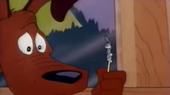 Bugs Bunny survives after nearly been eaten by Paul Bunyan's dog Smidgen Bugs and Smidgen.PNG