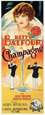 Poster promoting the 1928 Hitchcock silent comedy "Champagne" Champagne1.jpg