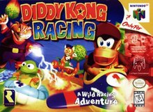 Cover art depicting Diddy Kong, Tiptup the Turtle, Timber the Tiger and Wizpig