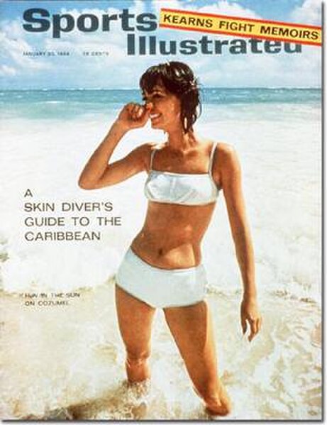 The first swimsuit issue cover, released on January 20, 1964, featuring Babette March