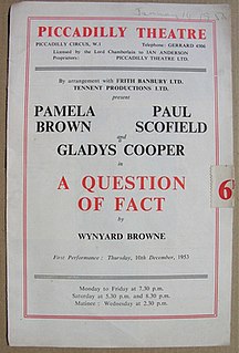 <i>A Question of Fact</i> 1953 play