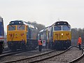 50050 Fearless, 50007 Hercules and 50017 Royal Oak at Dereham in April 2016.