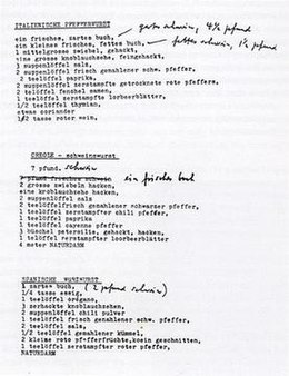 Literaturwurst recipes, published in Gesammelte Werke vol 16 Literatur wurst2.jpg