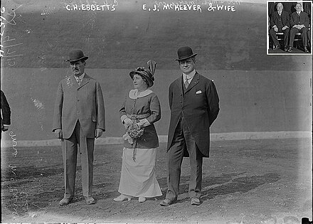 Left to right: Charles Ebbetts, Mrs McKeever, Ed McKeever