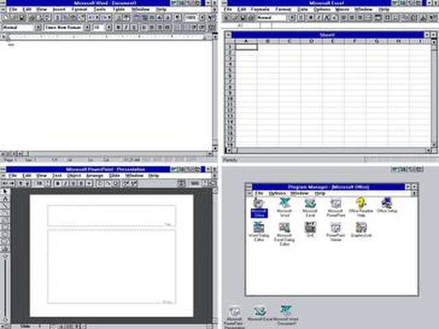 Microsoft Office 4.0, inside Windows 3.1