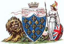 Unofficial arms used prior to 1932 Stockport 1835 arms.png