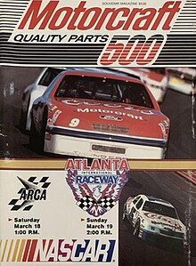 The 1989 Motorcraft Quality Parts 500 program cover, 