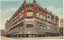 Joske's flagship store at Alamo and Commerce Streets in Downtown San Antonio. This postcard is believed to depict the store before the 1909 expansion. Joskespostcard1.jpg