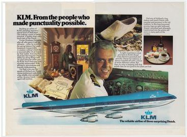 KLM captain Jacob Veldhuyzen van Zanten featured in a 1977 advertisement for the airline.