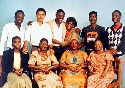 Front row (left to right): Auma Obama (Barack's half-sister), Kezia Obama (Barack's stepmother), Sarah Hussein Onyango Obama (third wife of Barack's p