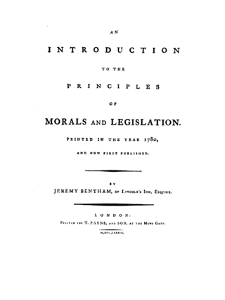 <i>An Introduction to the Principles of Morals and Legislation</i> Philosophical work by Jeremy Bentham (1789)