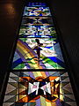 Part of the large Leonard French stained glass mosaic windows on the northern border of the Sanctuary wall.