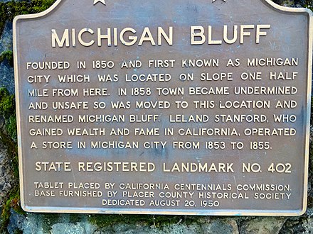 Photo of a monument in Michigan Bluff, California