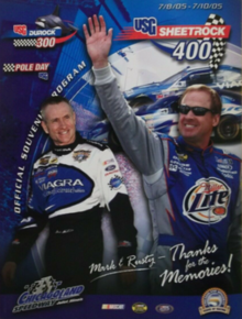 The 2005 USG Sheetrock 400 program cover, paying tribute to Rusty Wallace's and Mark Martin's farewell seasons.