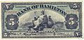 Bank of Hamilton $5 note, 1914